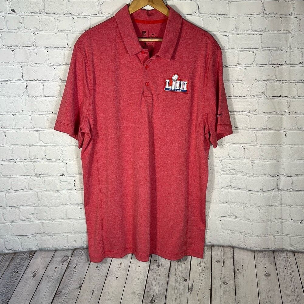 Nike Super Bowl 53 LIII Red Mens Polo Shirt size XL NFL Team Apparel Dri-Fit
